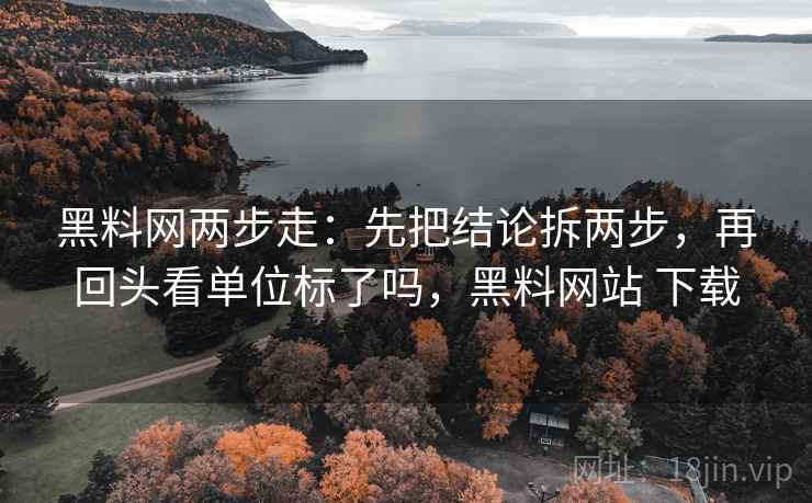 黑料网两步走：先把结论拆两步，再回头看单位标了吗，黑料网站 下载