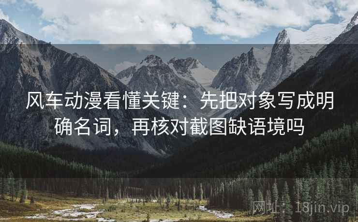 风车动漫看懂关键：先把对象写成明确名词，再核对截图缺语境吗