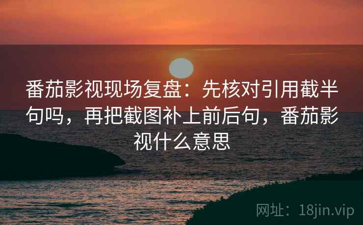 番茄影视现场复盘：先核对引用截半句吗，再把截图补上前后句，番茄影视什么意思