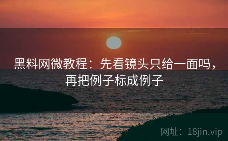 黑料网微教程：先看镜头只给一面吗，再把例子标成例子