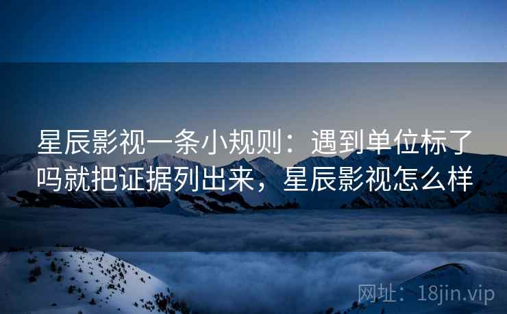 星辰影视一条小规则：遇到单位标了吗就把证据列出来，星辰影视怎么样